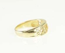 14K Yellow Gold Diamond Heart Filigree Wedding Band Ring