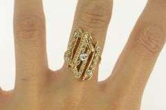 14K Yellow Gold 0.25Ctw Diamond CZ Geometric Abstract Ring