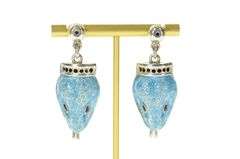 Sterling Silver Melesio Villarreal Taxco Enamel Ornate Snake Earrings