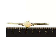 14K Yellow Gold Oval Natural Opal Victorian Diamond Bar Pin/Brooch