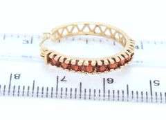 14kt Yellow gold garnet hoop earrings