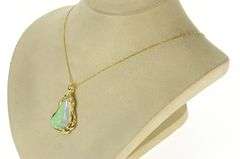 14K Yellow Gold Natural Opal Ornate Diamond Accent Pendant