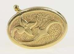 14K Yellow Gold Dogwood Flower Swirl Oval Box Clasp