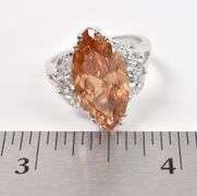 Sterling Silver Orange and White CZ Ring