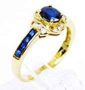 Prettiest 14K Sapphires & Diamonds Ring, Size 5.25