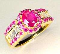 14 Kt Yellow Gold Plated Natural Ruby Ring