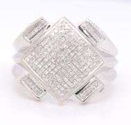 Men's Criss cross diamond ring in white gold