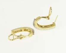 14K Yellow Gold Diamond Vintage Oval Statement Hoop Earrings