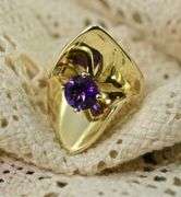 Exquisite 14K and Amethyst Geometric Ring
