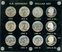 Collection of 12 Susan B Anthony Dollars in Capitol Plastics Holder