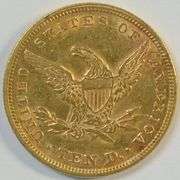 Scarce very high grade 1852 No Motto $10 Liberty Gold. Unc Details