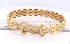 14kt Yellow gold Saint Jude cubic zirconia bangle braclet
