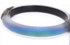 Alexis Bittar blue lucite and black and clear crystal hinged bangle bracelet
