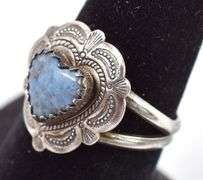 Sterling Silver Southwestern Blue Heart Gem Ring