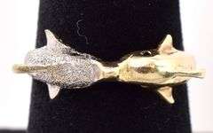 Heart Warming 14K Two-Tone Gold Kissing Dolphin Ring