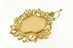 18K Yellow Gold Opal Peridot Topaz Tourmaline Diamond Pendant