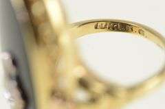 10K Yellow Gold Ornate Black Onyx Diamond Statement Ring
