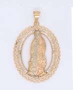 14kt Tri color virgin Mary religious pendant