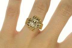 14K Yellow Gold 0.58 Ctw Diamond Wavy Channel Statement Ring