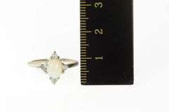 14K White Gold Natural Opal Diamond Accent Statement Ring