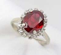 Pretty Synthetic Ruby & Diamond Ring