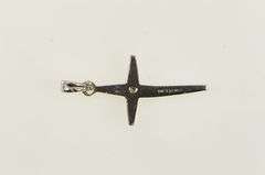 14K White Gold Retro Diamond Cross Christian Faith Charm/Pendant