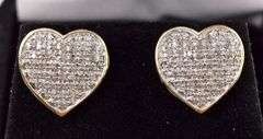 Opulent Approx. 0.33CTW Diamond Cluster Heart Earrings in 14K Yellow Gold