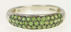 10K White Gold Pave Peridot Rounded Encrusted Band Ring
