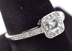 Sterling Silver Aquamarine and CZ Gemstone Ring