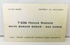Honus Wagner 1963 Sport Hobbyist Famous Card