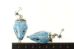 Sterling Silver Melesio Villarreal Taxco Enamel Ornate Snake Earrings