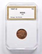 MS68 RD 1947-D Lincoln Wheat Cent PCG