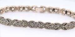 Vintage 925 sterling silver marcasite X link bracelet