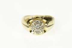 14K Yellow Gold 0.87 Ctw Diamond Cluster Retro Statement Ring