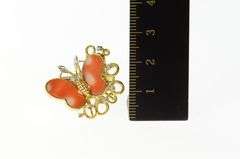 18K Yellow Gold Coral Diamond Butterfly Hinged Band Cocktail Ring