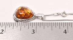 Sterling Silver Amber Gemstone Necklace