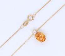14kt Yellow Gold Oval Citrine and Diamond Pendant on chain