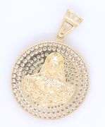 14kt Yellow gold round religious cubic zirconia pendant