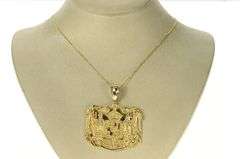 14K Yellow Gold Hawaiian State Wax Seal Ornate Embossed Pendant