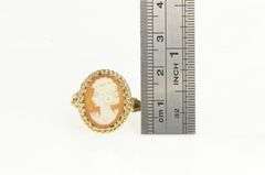 10K Yellow Gold Oval Carved Shell Cameo Vintage Ring