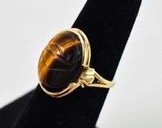 Honorable 10K Yellow Gold Tiger's Eye Scarab Ring