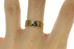10K Yellow Gold Masonic Enamel Yod Symbol Men's Inscribed Ring