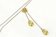 18K White Gold Denny Wong Pearl Diamond Flower Dangle Necklace