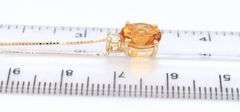 14kt Yellow Gold Oval Citrine and Diamond Pendant on chain