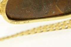 14K Yellow Gold Ornate Oval Natural Opal Squared Chain Bracelet