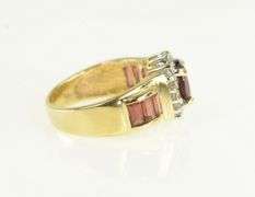 14K Yellow Gold Oval Garnet Vintage Halo Statement Ring