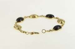 14K Yellow Gold Carved Black Onyx Scarab Egyptian Bracelet
