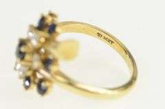 14K Yellow Gold 1.25 Ctw Sapphire Diamond Cluster Ring