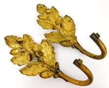 Pair of Antique Brass Ormolu Acorn Tie Backs