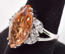 Sterling Silver Orange and White CZ Ring